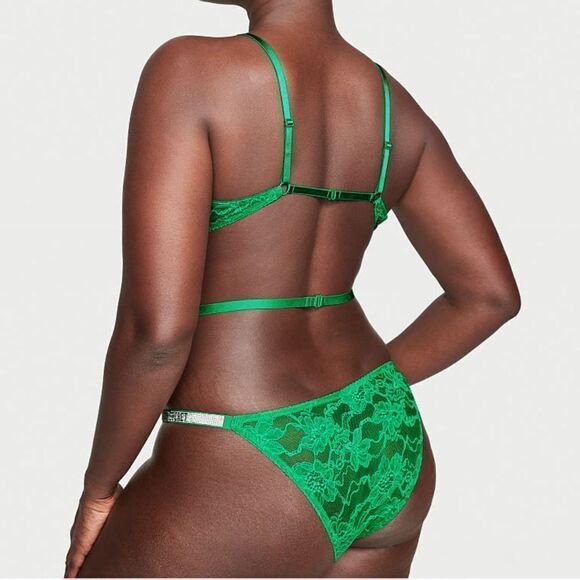 Victoria’s Secret Very Sexy Shine Strap Crotchless Strappy Lace Teddy Green - Picture 2 of 3